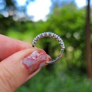 Wedding bands, half band, engagement ring, diamond simulate CZ wedding band, sterling silver