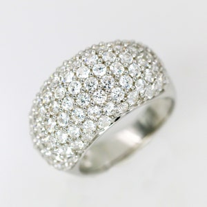 Pave Wide Band, Pave band, CZ dome band, Pave Half Eternity, Anniversary gift, Chunky Ring, Pave half band, sterling silver