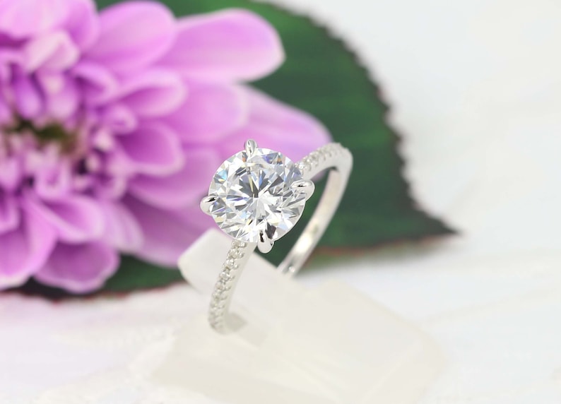 3.26ctw Round Solitaire Ring, Engagement Ring, 3 Carat Round Ring, 3ct Promise Ring, Bridal Ring, CZ Round Engagement Ring, Sterling Silver image 2