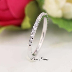Ehering 925 Sterling Silber, 1,4 mm Steine, Halbe Eternity Silberringe [H0163R]