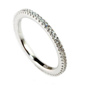 Sterling Silver, Eternity Ring, Full Eternity Band, Engagement Ring, Wedding Band, Thin CZ ring band, Micro pave, Kunckle Ring