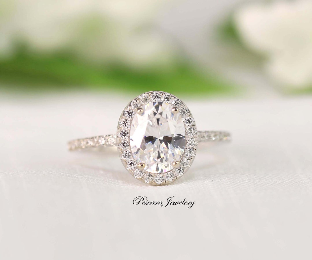 Classic Oval Engagement Ring Oval Cut Ring Oval Halo Ring