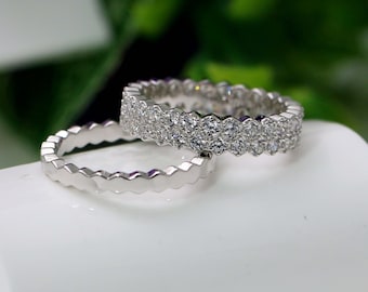 Eternity Band Ring, Silver eternity ring, CZ eternity band, Silver band, Stackable ring, Eternity band ring, Wedding ring set