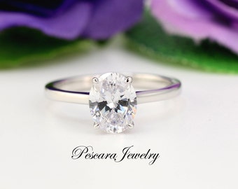 2ct Classic Oval Engagement Ring, 4 Prongs Oval Solitaire Ring, Wedding Ring, Thin Band Ring, 2ct Oval promise Ring, CZ Diamond Simulants