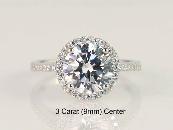 Sterling Silver 3 Piece CZ Round Center Promise Wedding Ring Set Sterling Silver 3 Piece CZ Round Center Promise Wedding Ring Set