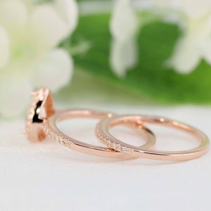 1.3ctw Rose Gold Engagement Ring, Pear Halo Wedding Ring Set Pear Cut Ring Pear Halo Engagement Ring. 1ct Promise CZ Ring image 3