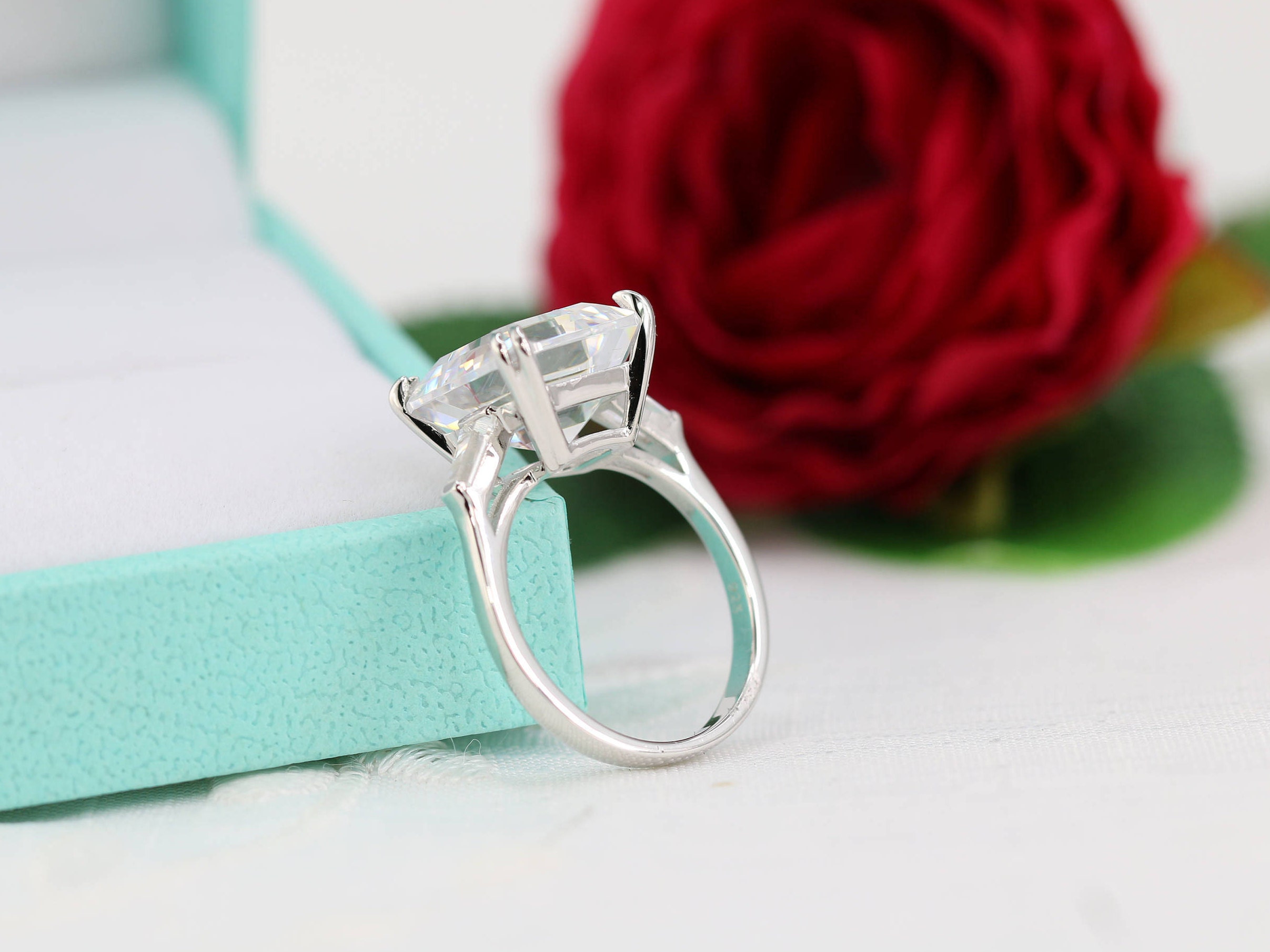 11.5ctw Asscher Cut Engagement Ring 12MM Asscher Cut High Etsy