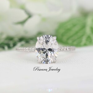 3.5ctw Oval Solitaire Ring set, Engagement Ring, 3 Carat Oval Ring, Promise Ring, Bridal Ring, 3ct CZ Oval Engagement Ring, Sterling Silver image 6