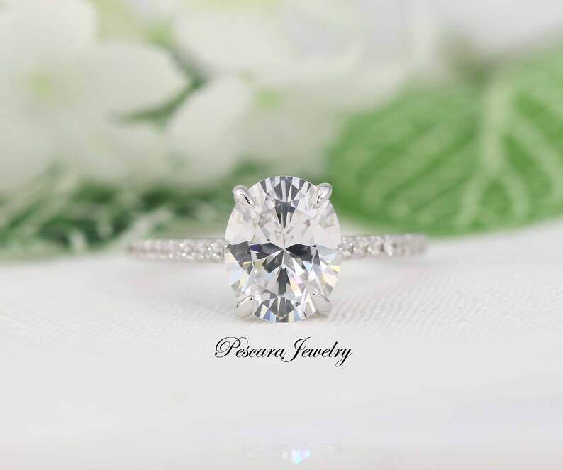 3.5ctw Oval Solitaire Ring set, Engagement Ring, 3 Carat Oval Ring, Promise Ring, Bridal Ring, 3ct CZ Oval Engagement Ring, Sterling Silver image 6