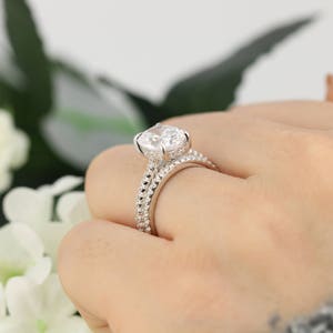 3.5ctw Oval Solitaire Ring set, Engagement Ring, 3 Carat Oval Ring, Promise Ring, Bridal Ring, 3ct CZ Oval Engagement Ring, Sterling Silver image 4