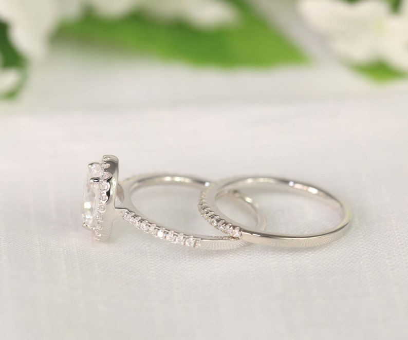 2.0 Carat Halo Wedding Ring Set Oval Cut Ring Halo - Etsy