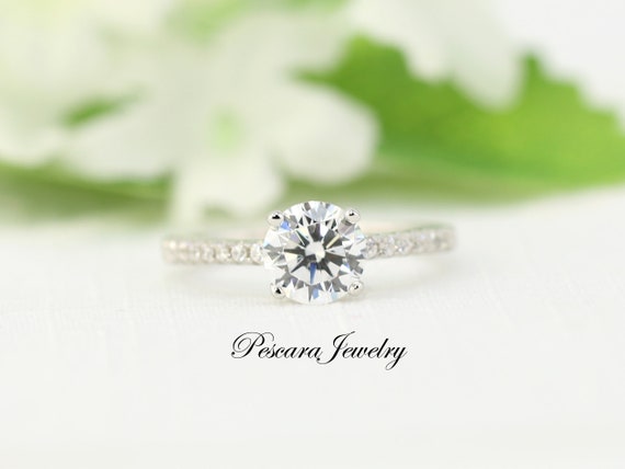 Ctw Round Solitaire Engagement Ring, Prongs Ring, 1ct Round
