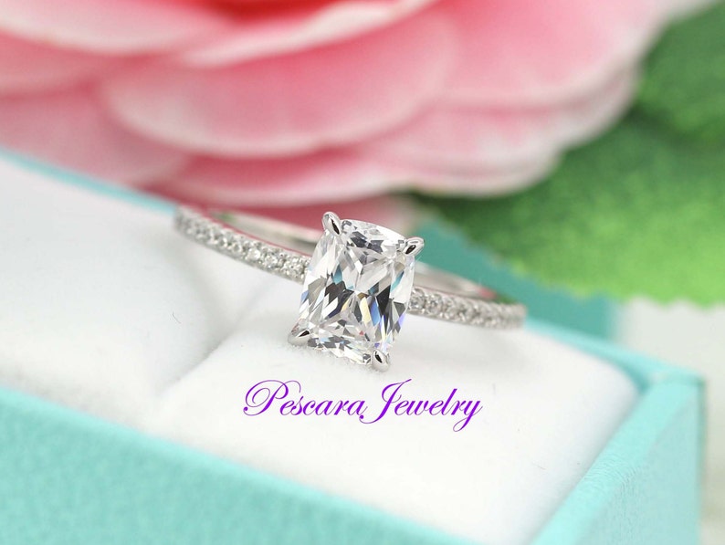 1.8ctw Elongated Cushion Engagement Ring Cushion Solitaire Etsy