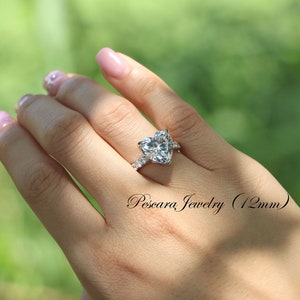 5,75 CT (12 mm) Herz Solitärring, Verlobungsring, Jubiläumsring, Cocktailring, Herzring, Diamant Stimulant CZ Ring