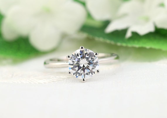 Sterling Silver 9mm CZ 6 Prong Solitaire Engagement Ring Sterling Silver 9mm CZ 6 Prong Solitaire Engagement Ring