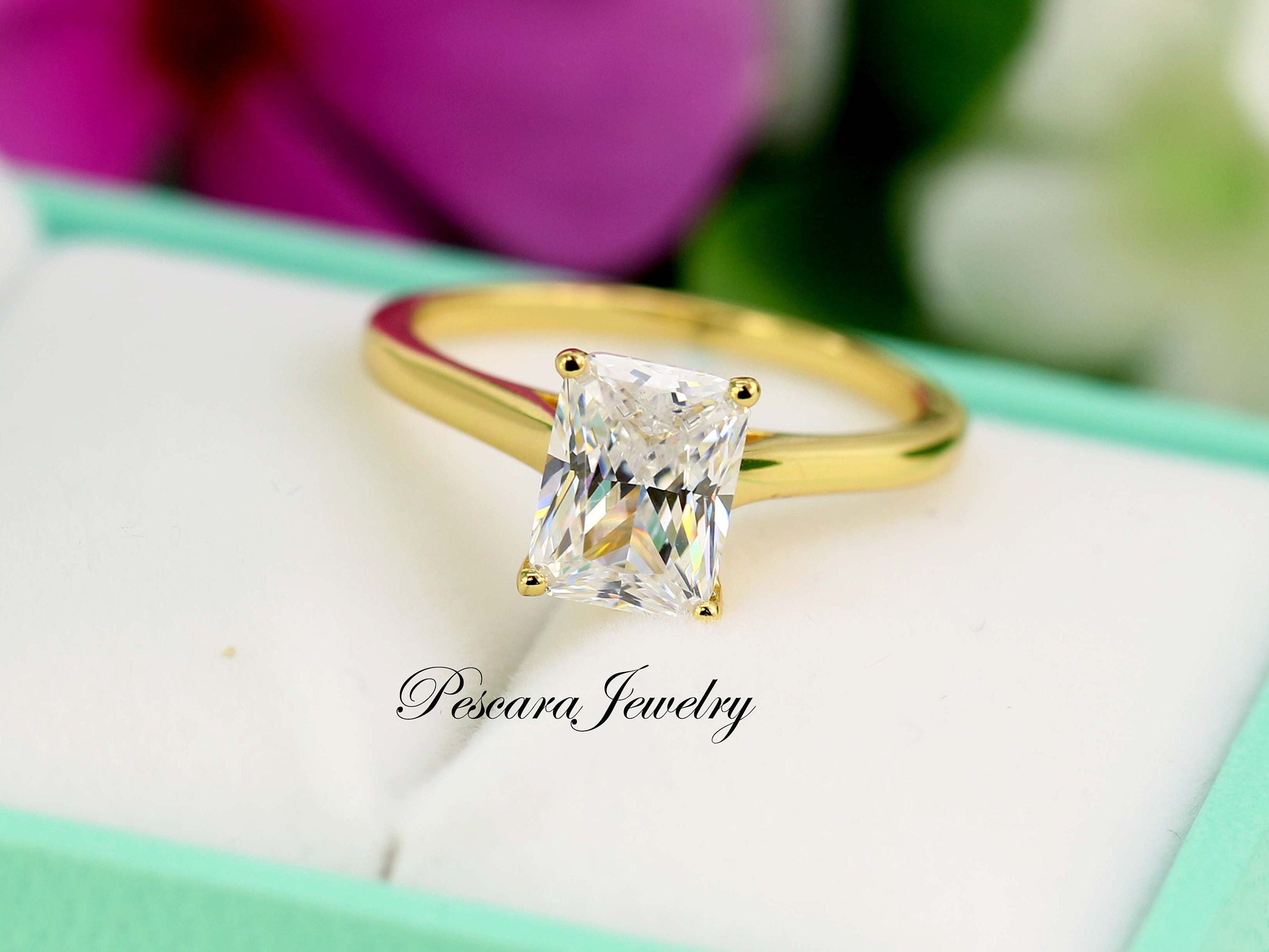 Clara Pucci 2.28 Ct Princess Cut Moissanite 14k White Gold Solitaire With Accents Wedding Bridal Engagement Promise Ring Band Set - Product Details