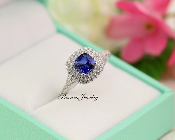  1.5 Cttw Created Blue Sapphire and Moissanite Pendant