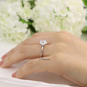 3ct Classic Round Solitaire engagement ring , 3ct Solitaire Ring, 4 Prong Round Wedding Ring, Bridal Ring, Promise Ring, Sterling Silver image 2