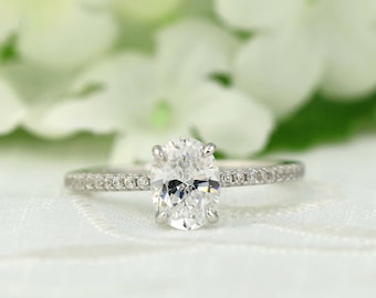 1.5ct tw Classic Oval Engagement Ring - Solitaire ring - Oval Cut Ring - Promise ring - Wedding Ring - anniversary ring -Sterling Silver