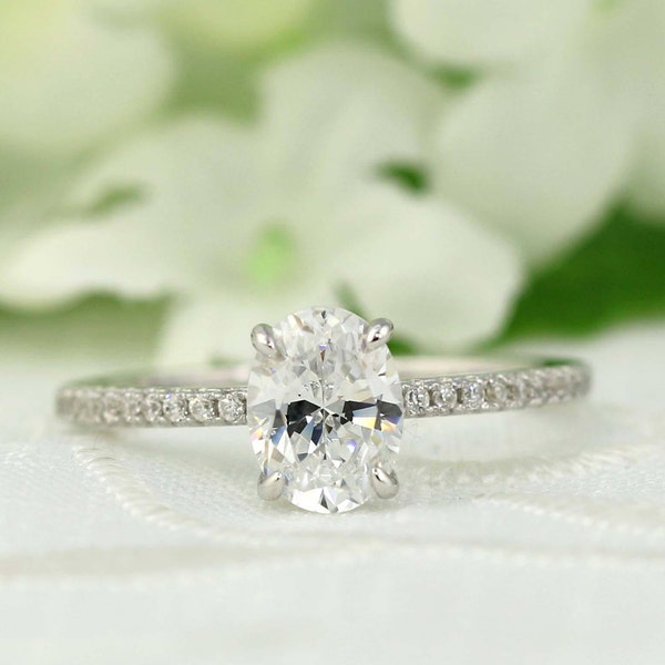 1.5ct tw Classic Oval Engagement Ring - Solitaire ring - Oval Cut Ring - Promise ring - Wedding Ring - anniversary ring -Sterling Silver