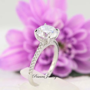 3.26ctw Round Solitaire Ring, Engagement Ring, 3 Carat Round Ring, 3ct Promise Ring, Bridal Ring, CZ Round Engagement Ring, Sterling Silver image 3