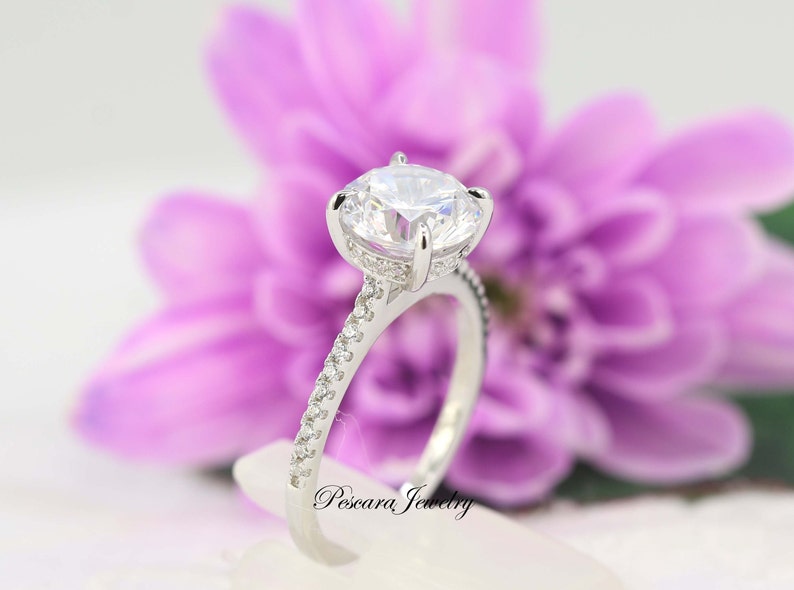 3.26ctw Round Solitaire Ring, Engagement Ring, 3 Carat Round Ring, 3ct Promise Ring, Bridal Ring, CZ Round Engagement Ring, Sterling Silver image 3