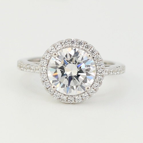 2.0 Carat Round Halo Engagement Ring Wedding Ring Promise - Etsy