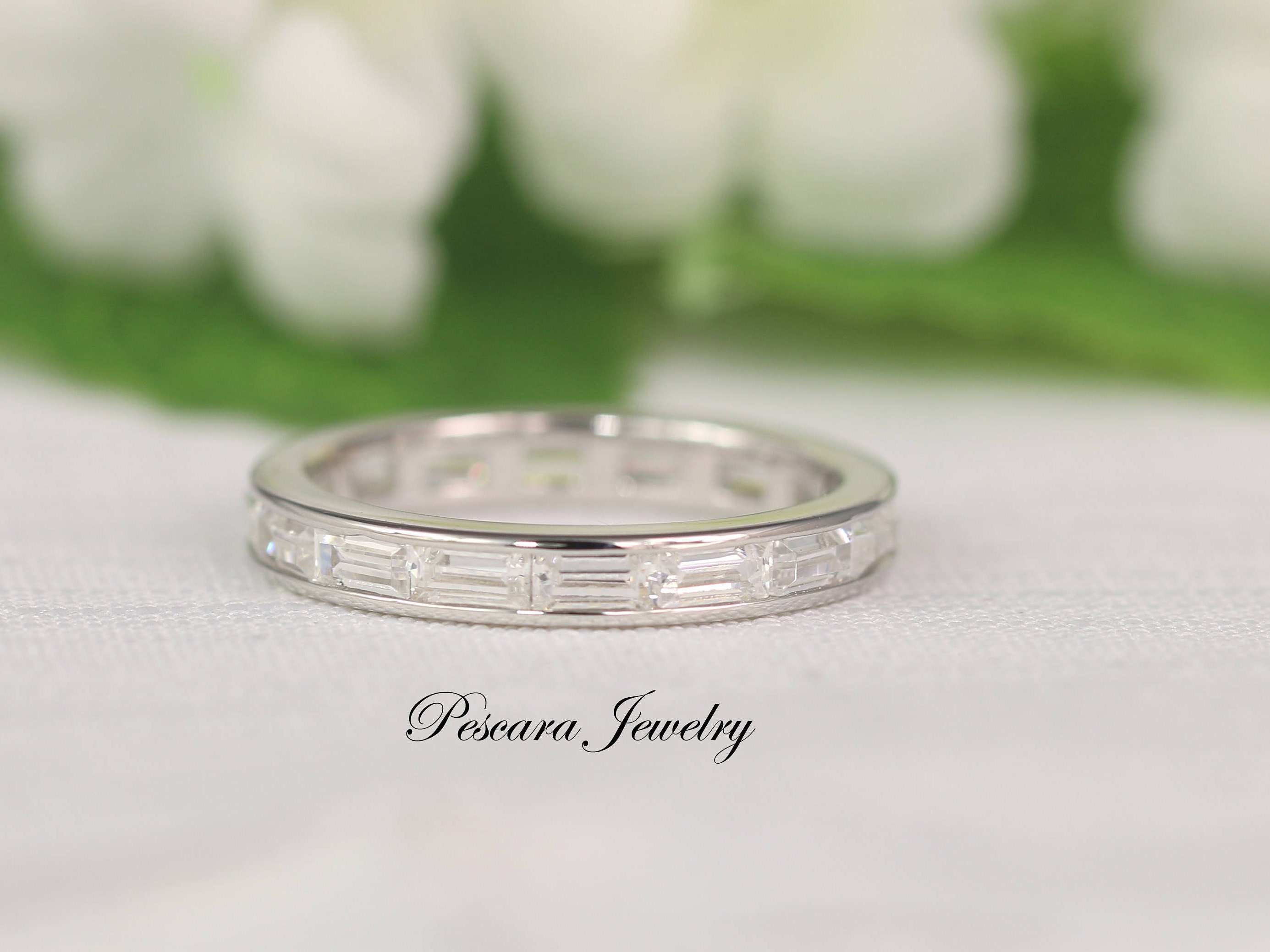2 CARAT .925 STERLING SILVER BAGUETTE ROUND ETERNITY RING BAND FREE RING BOX 2 CARAT .925 STERLING SILVER BAGUETTE ROUND ETERNITY RING BAND FREE RING BOX