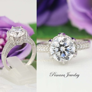 Lotus Engagement Ring - Flower Wedding Ring - Rose Ring - Sterling Silver Ring - Cubic Zirconia Ring - Promoise Ring Unique Engagement Ring