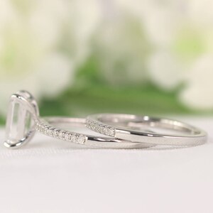 Emerald Cut Engagement Ring Wedding Ring Set Cubic Zirconia - Etsy