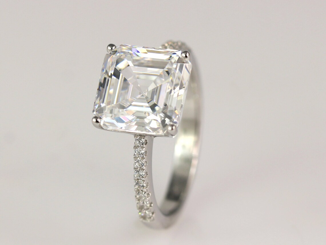 5 Carat 10mm Asscher Cut Engagement ring Asscher Solitaire Etsy