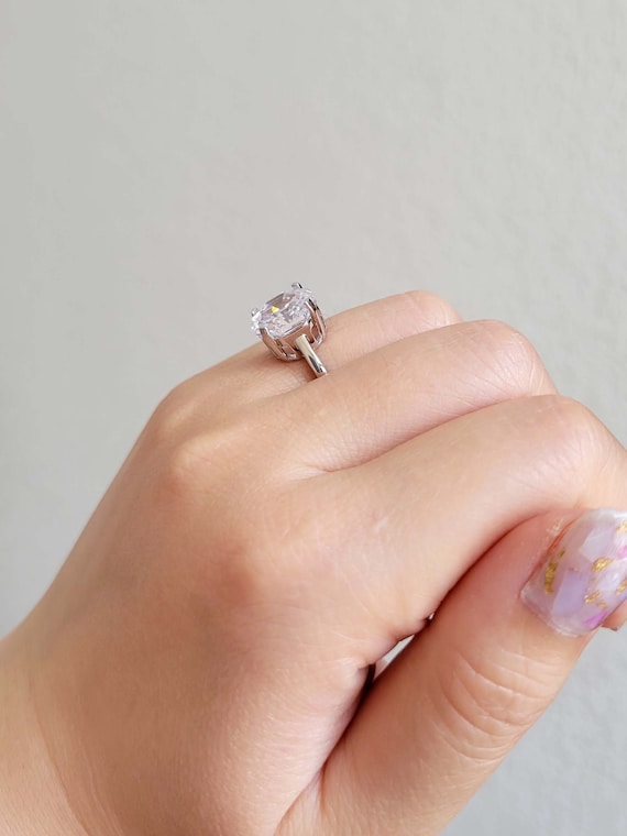 Bague De Fiançailles En Argent 925, Zircon Octogone, Taille 7 - Neuve Sans Emballage, Style Solitaire épuré