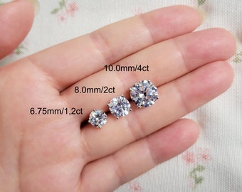 Silver Stud Earrings 4 prongs Everyday Earrings bridal Earrings Round Stud 6mm, 6.75mm, 8mm and 10mm