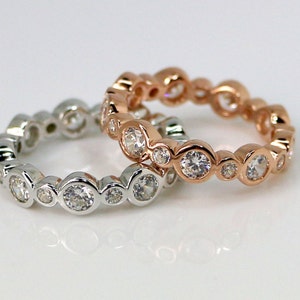 Sterling Silver Bezel Set Eternity Ring - CZ Eternity Ring, Cubic Zirconia Eternity Band, Wedding Band, Anniversary Ring