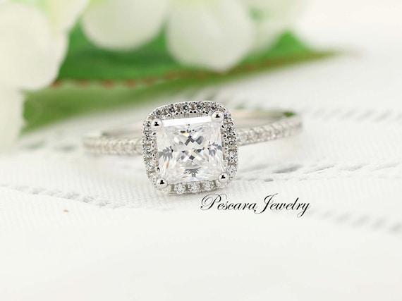 3.50 Ct Princess Cut Solitaire Engagement Ring Half Eternity Band Bridal Wedding Ring Set CZ Stainless Steel Yellow Gold Over Travel Jewelry
