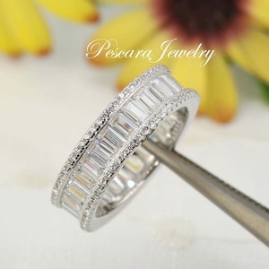 Alliance baguette, Alliance complète, Bague superposable, Bague de promesse, Bague de fiançailles, Alliance, Bague tendance, Argent sterling