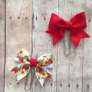 Hibiscus Flower Bookmark, Bow Bookmark, Bow Paperclip, Bow Planner Clip, Luau Bow Bookmark