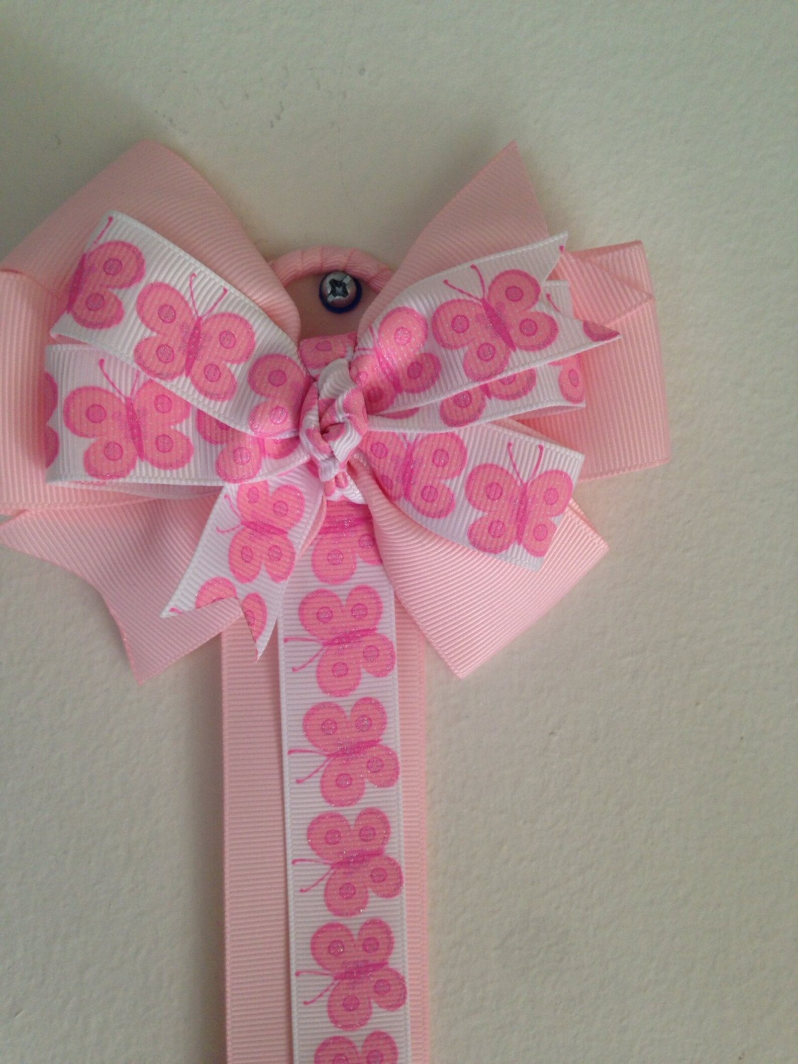 Ribbon Bow Holder Pink Butterfly Ribbon Bow Holder Hair Bow Etsy