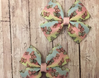 Butterfly Pigtail Bows, Spring Hair Bows, Butterfly Bows