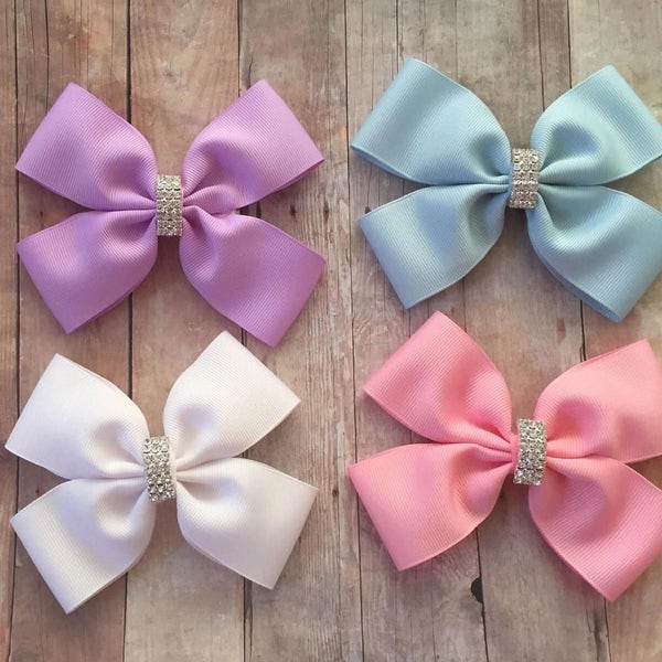 Double Tuxedo Bow, Spring Hair Bow, Easter Bow, Flower Girl Hair Clip, First Communion Bow, Birthday Girl Bow, Dance Bow, Ballet Bow