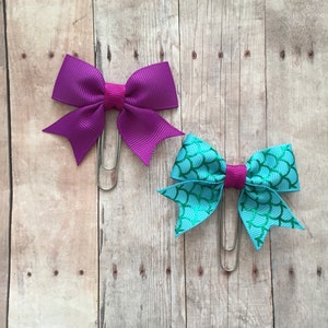 Mermaid Bow Bookmark, Bow Paperclip, Bow Planner Clip, Planner Clip