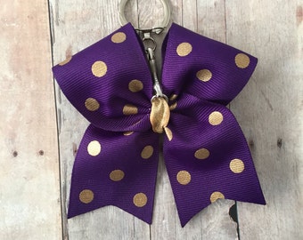 Mini Cheer Bow Keychain, Cheer Keychain, Purple and Gold Keychain, Bow Keychain, Cheer Gear