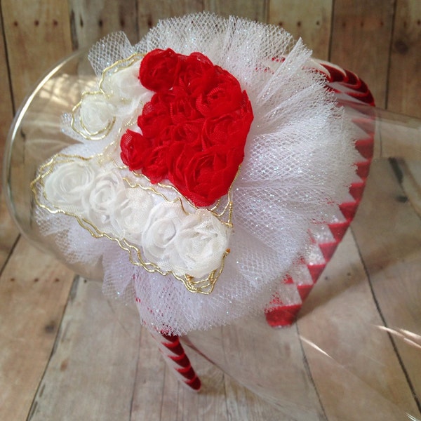 Santa Hat Christmas Headband, Girls Christmas Headband, Christmas Photo Prop, woven headband, Holiday Headband, Christmas Recital Headband