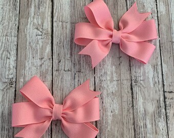 Pink Pinwheel Bows, Pink Bow, Pink Pigtail Bows, Pink Hair Bow, Pink Bow Set, Valentines Day Bow