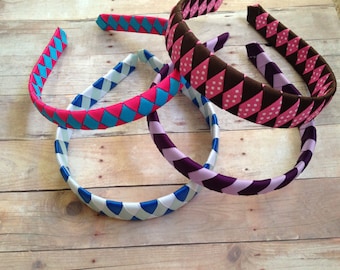 Diadema tejida, Diadema de cinta, Diadema tejida personalizada, Diadema tejida de cinta, Diadema, Favores de fiesta de cumpleaños, Diadema uniforme