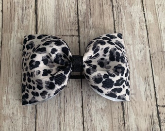 Leopard Bow, Snow Leopard Bow, Tailless Cheer Bow, Large Tuxedo Bow, Leopard Ponytail Bow, Leopard Cheer Bow, Dance Team Bow, Ponytail Bow