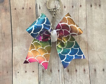 Mini Cheer Bow Keychain, Mermaid Keychain, Mermaid Cheer Bow, Cheer Keychain, cheer gift