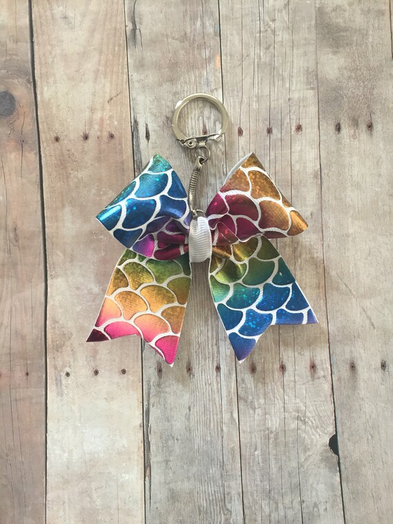 Mini Cheer Bow Keychain, Mermaid Keychain, Mermaid Cheer Bow, Cheer Keychain, cheer gift