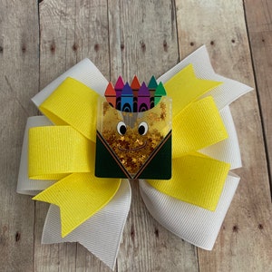 School Bow, Kindergarten Bow, Crayon Bow, Back to School Bow, School Hair Bow, Preschool Bow