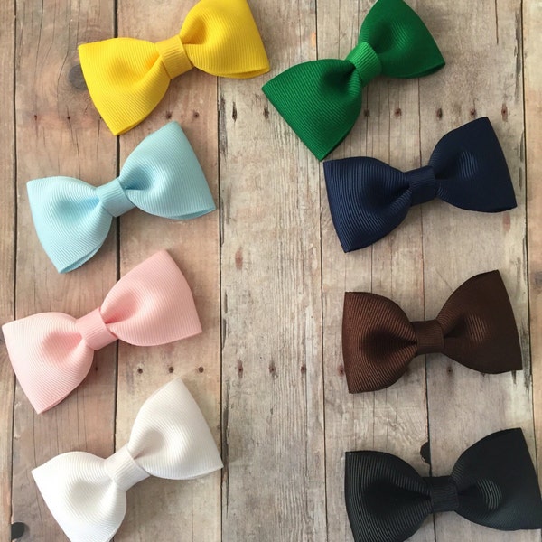 Tuxedo Bows, Small Tuxedo Bows, Pigtail Bows, clippies, Small bows, Solid Color Bows, Small Solid Hair Bows, Small Hair Clips, Baby Clippies